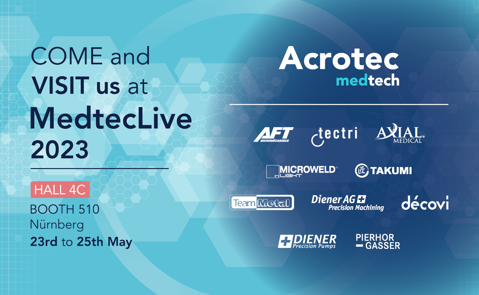 Acrotec Medtech et Tectri exposeront à MedtecLive 2023